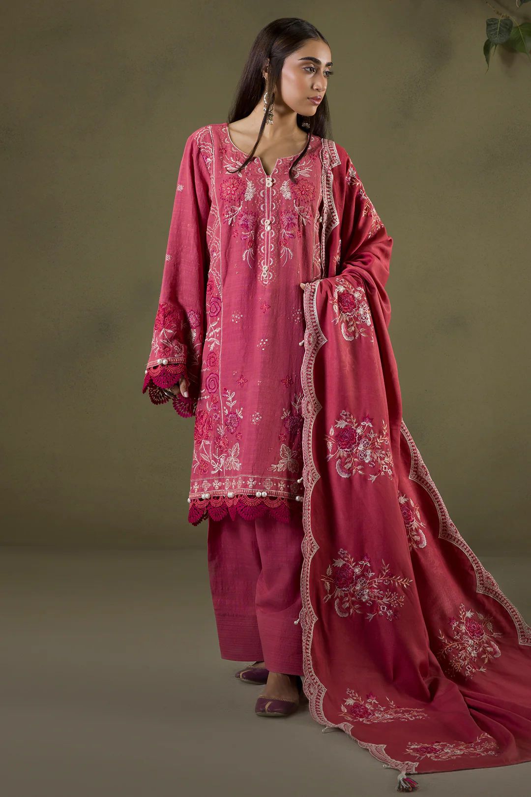 Embroidered Shirt Shalwar Shawl - 0240 - Image 5