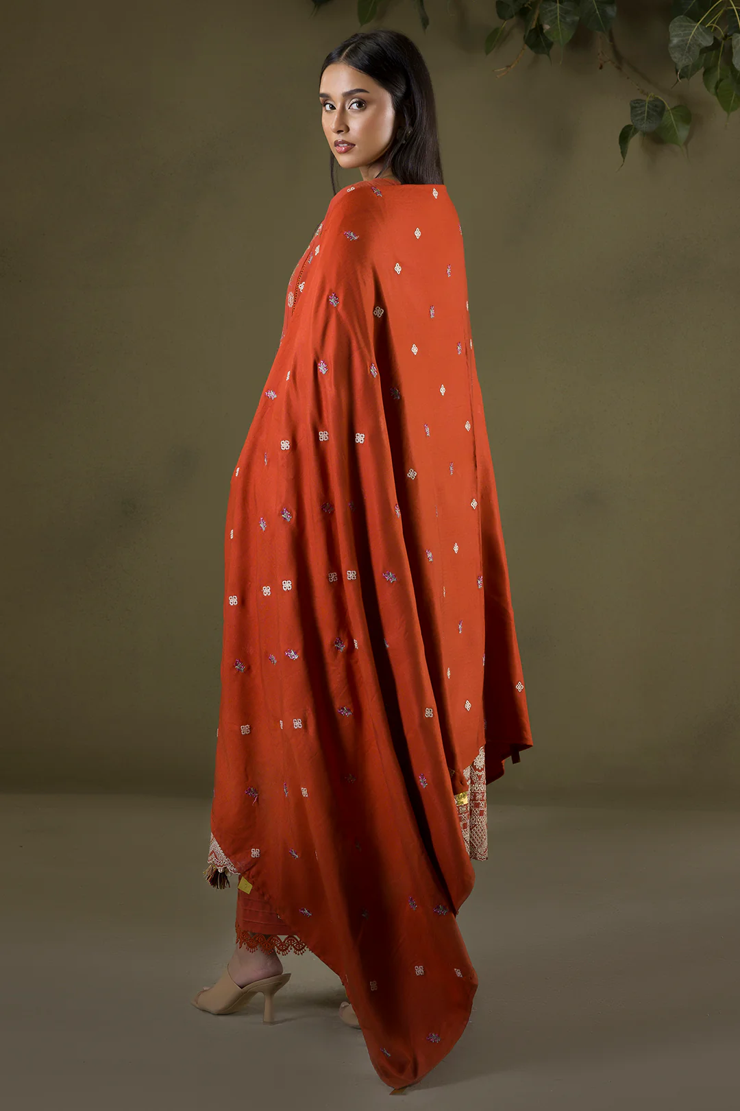 Embroidered Shirt Shalwar Shawl - 0241 - Image 10