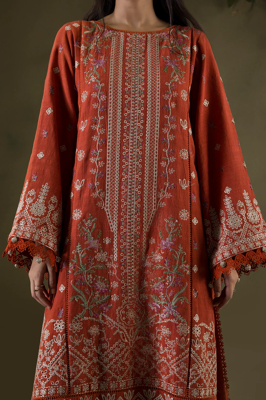 Embroidered Shirt Shalwar Shawl - 0241 - Image 8