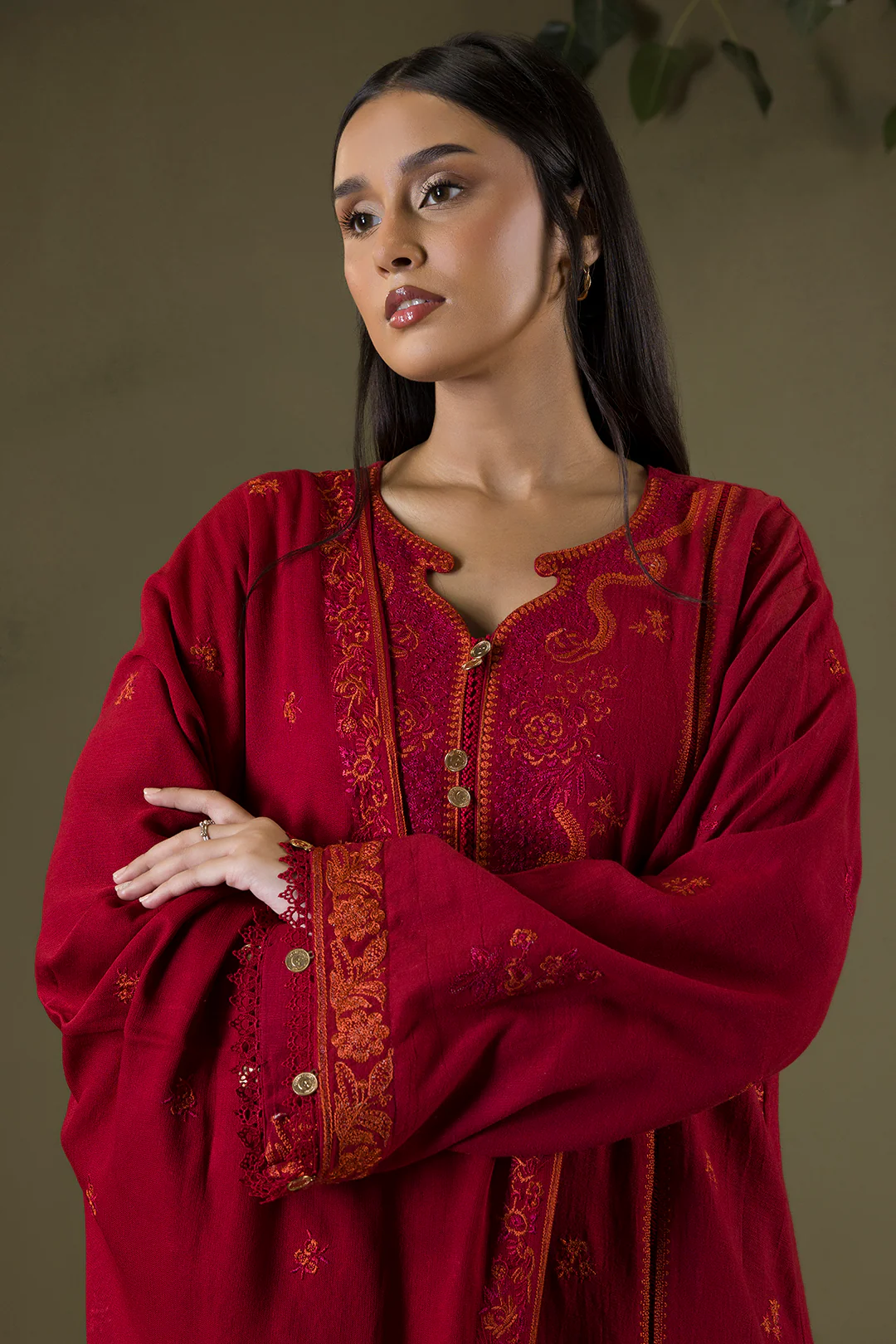 Embroidered Shirt Shalwar Shawl - 0243 - Image 3