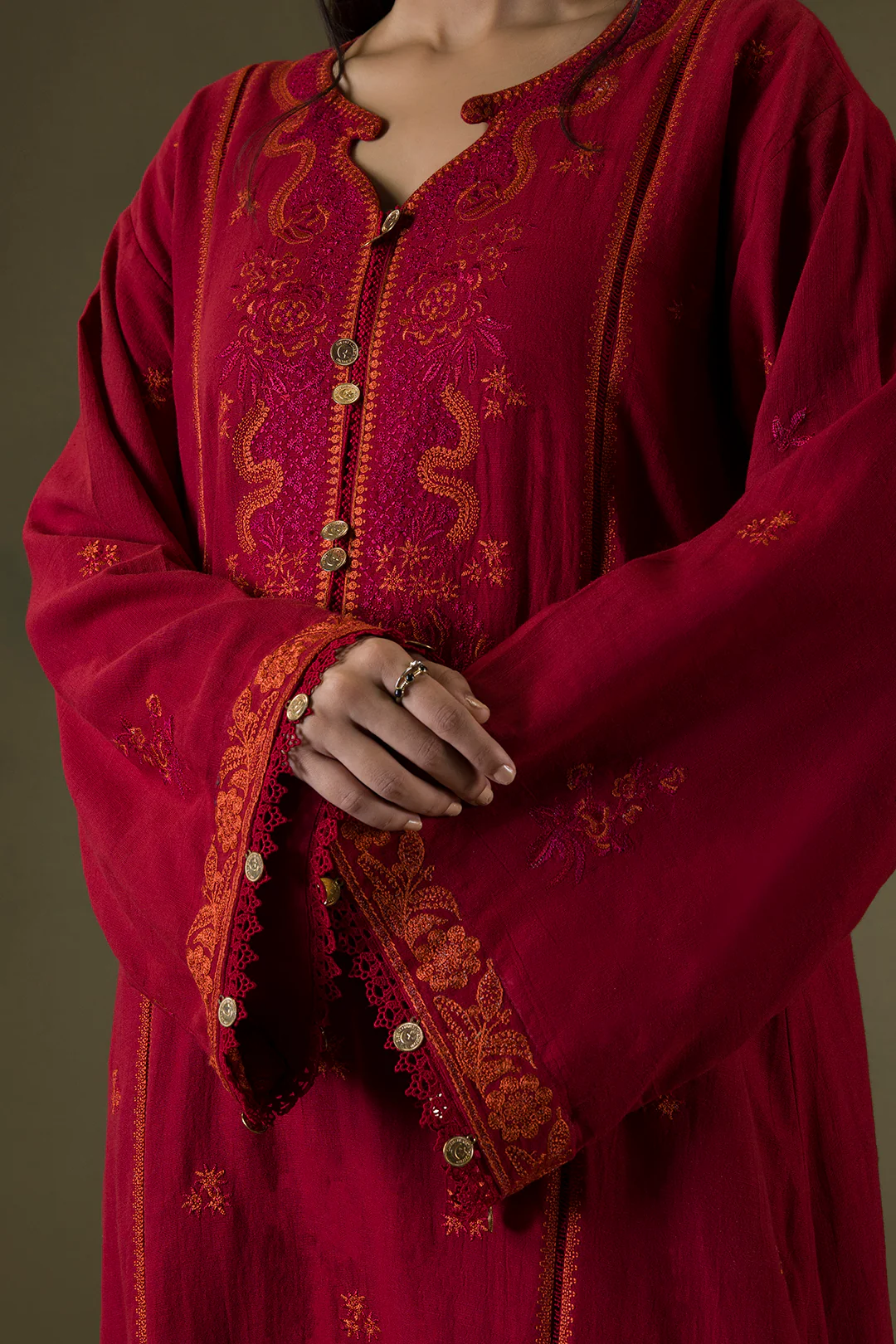 Embroidered Shirt Shalwar Shawl - 0243 - Image 6