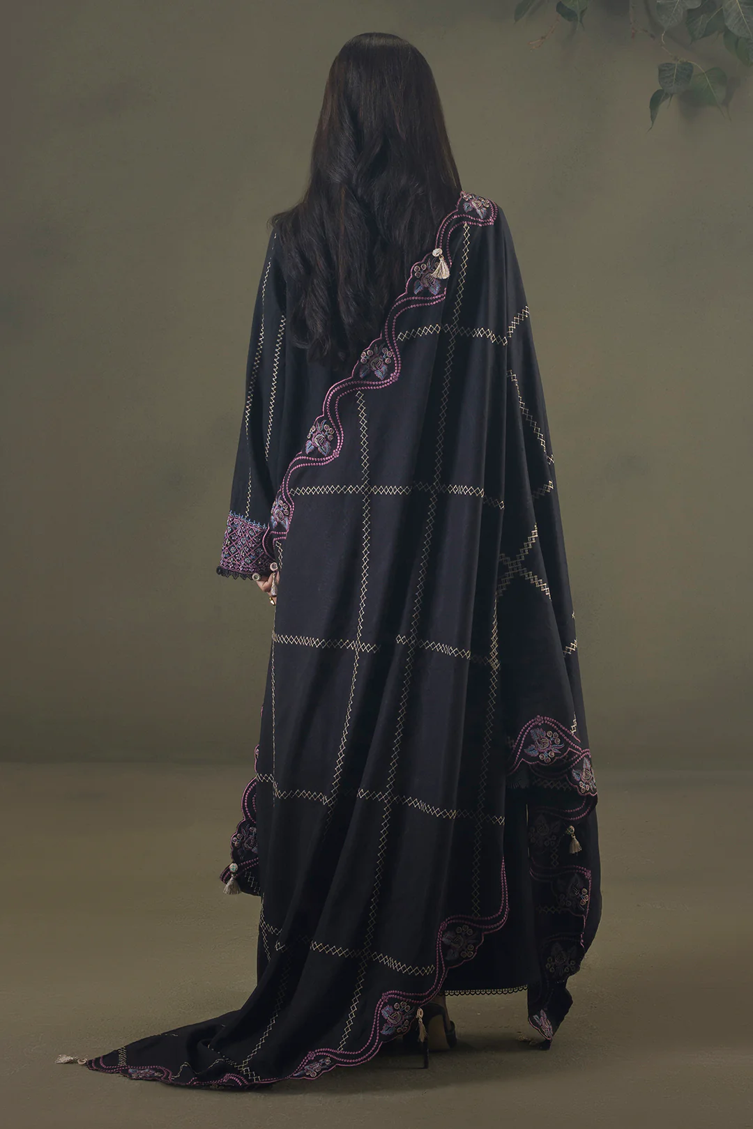 Embroidered Shirt Shalwar Shawl - 0244 - Image 16
