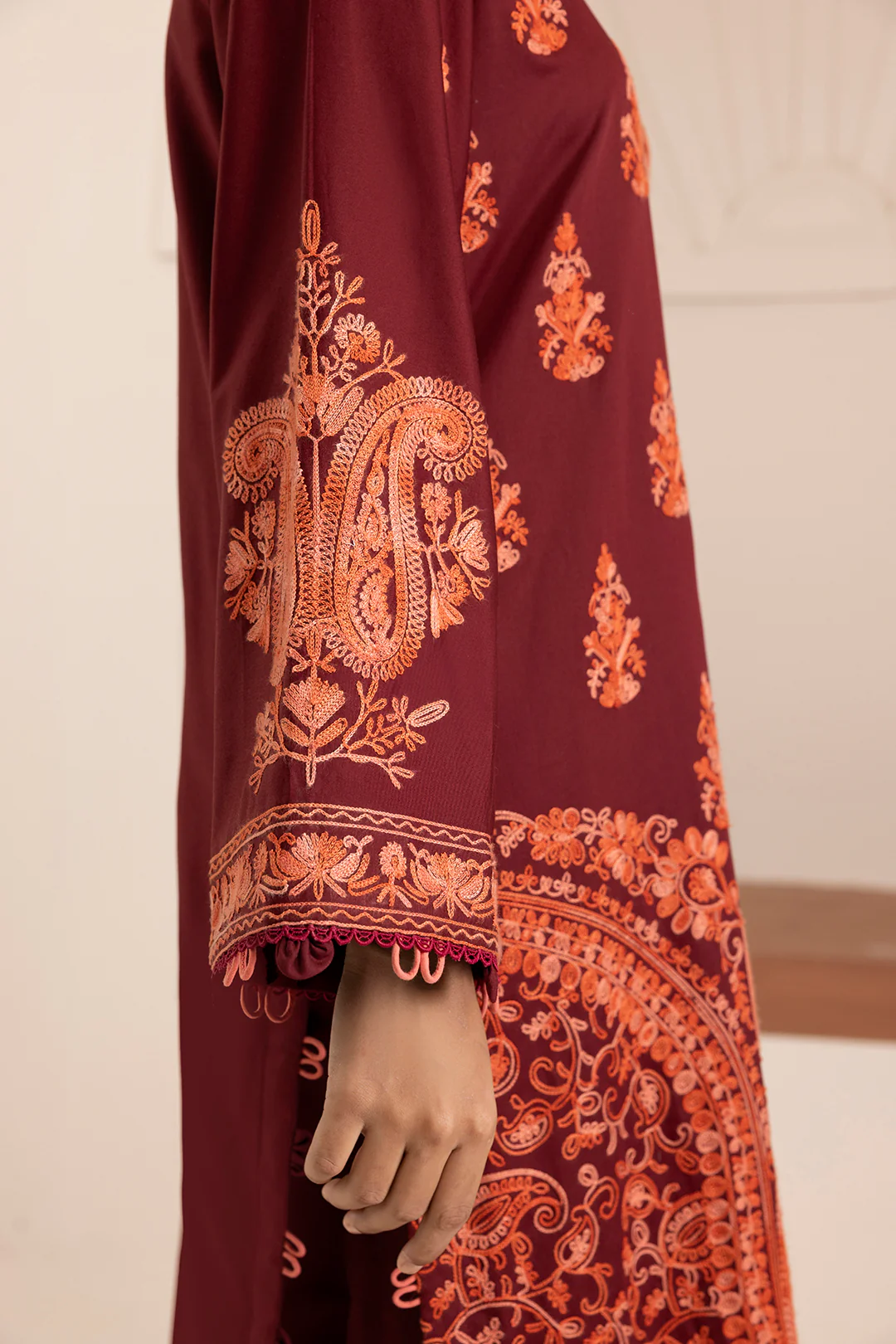 Embroidered Shirt Shalwar Shawl - 0256 - Image 6