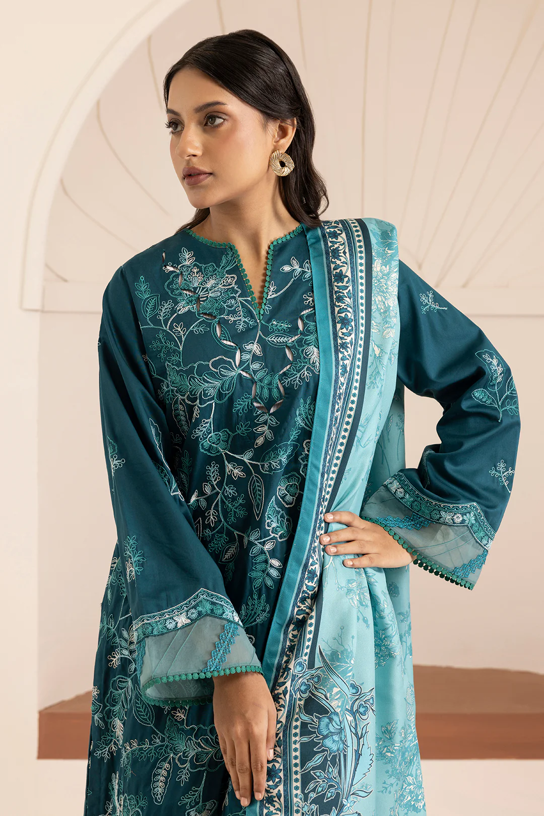 Embroidered Shirt Shalwar Shawl - 0260 - Image 3