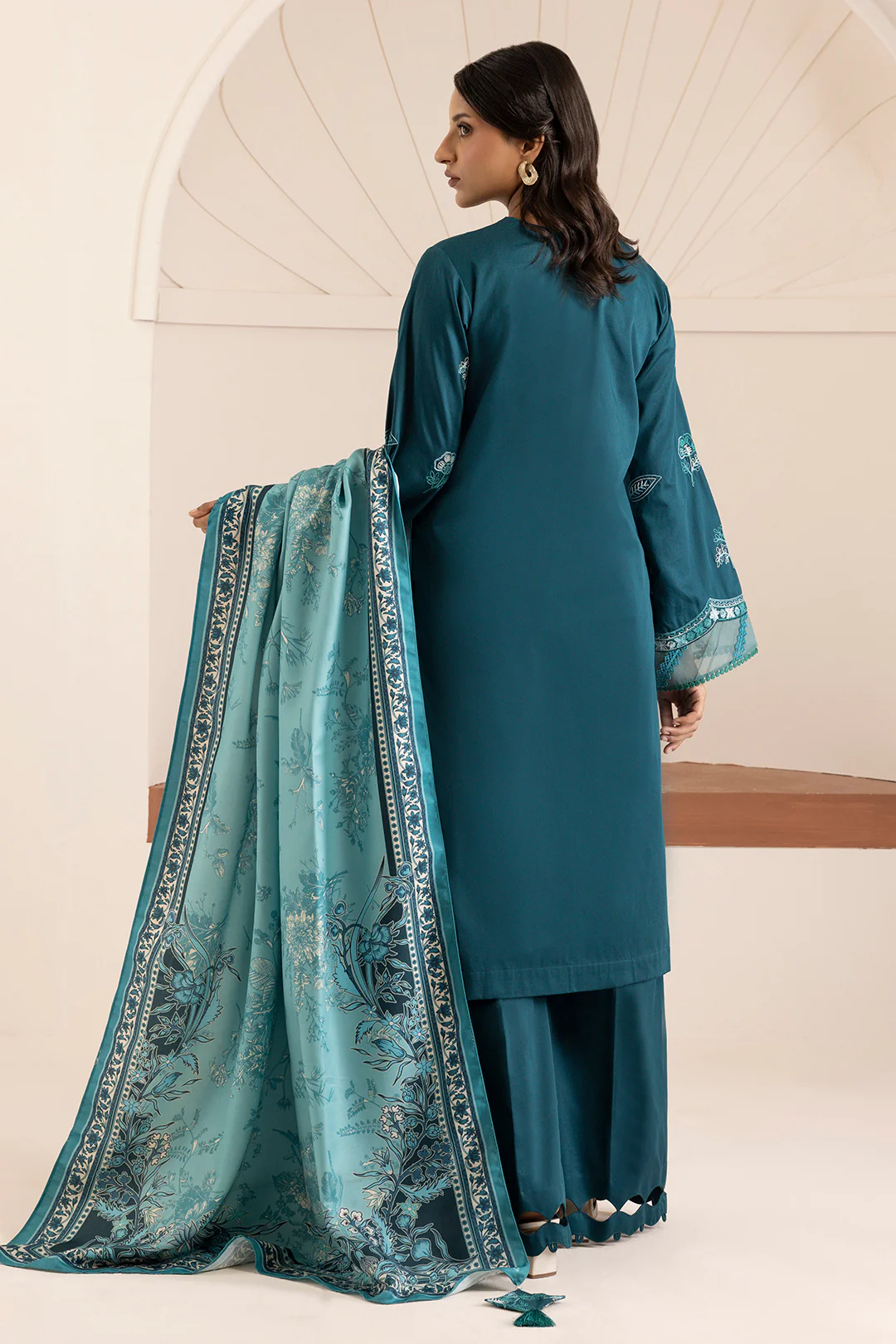 Embroidered Shirt Shalwar Shawl - 0260 - Image 9