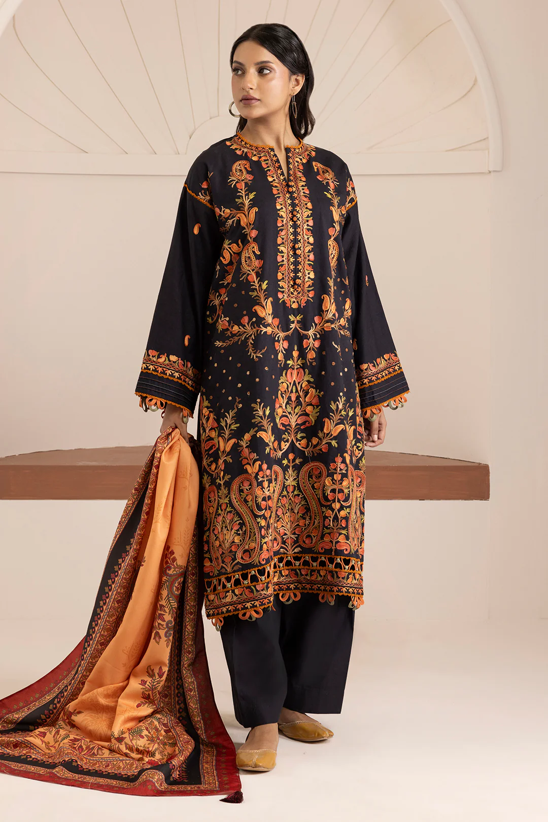 Embroidered Shirt Shalwar Shawl - 0264 - Image 3