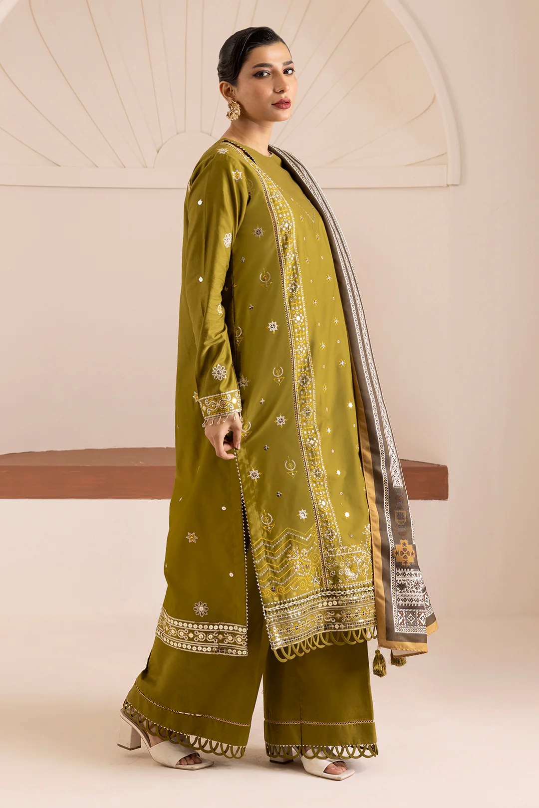 Embroidered Shirt Shalwar Shawl - 0265 - Image 4