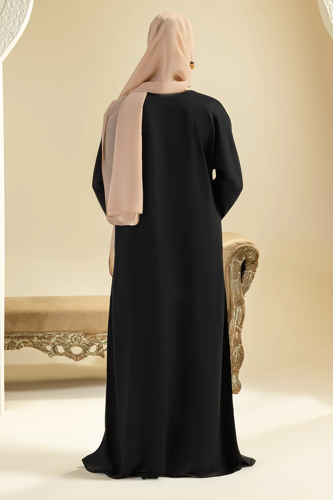 Single Button Plain Abaya with Pocket - 5011 - Image 14