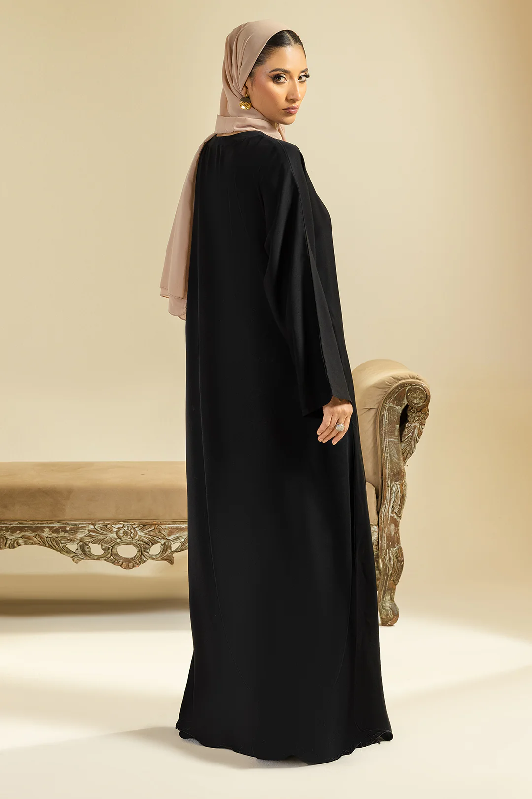 Single Button Plain Abaya with Pocket - 5011 - Image 6