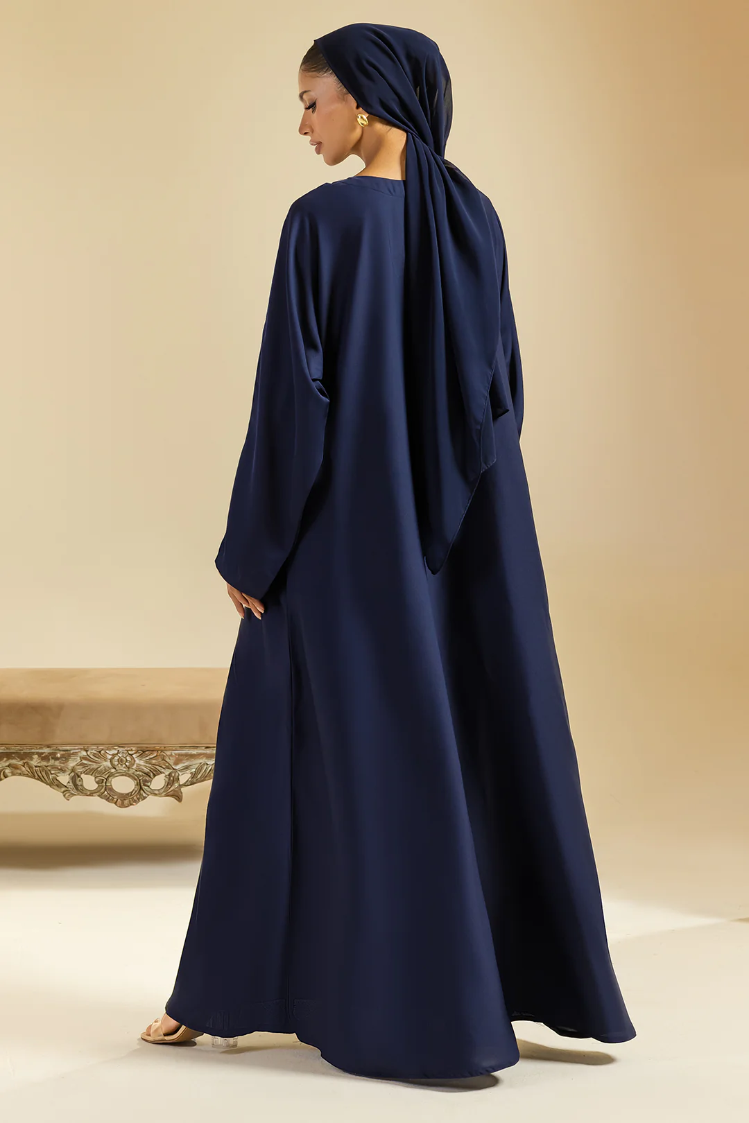 Single Button Plain Abaya with Pocket - 5014 - Image 11