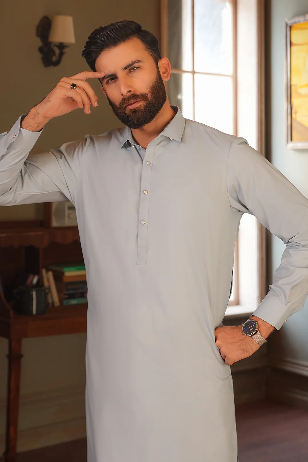Slub Textured Shalwar Kameez - 6001 - Image 2