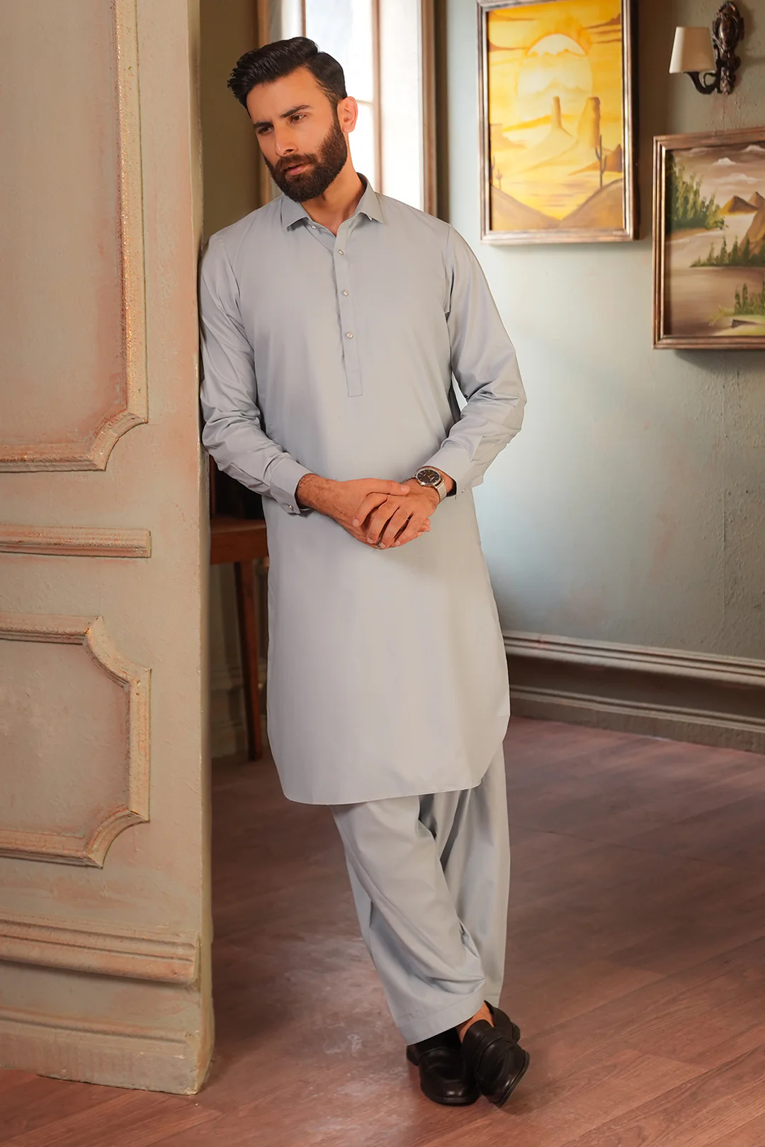 Slub Textured Shalwar Kameez - 6001 - Image 4