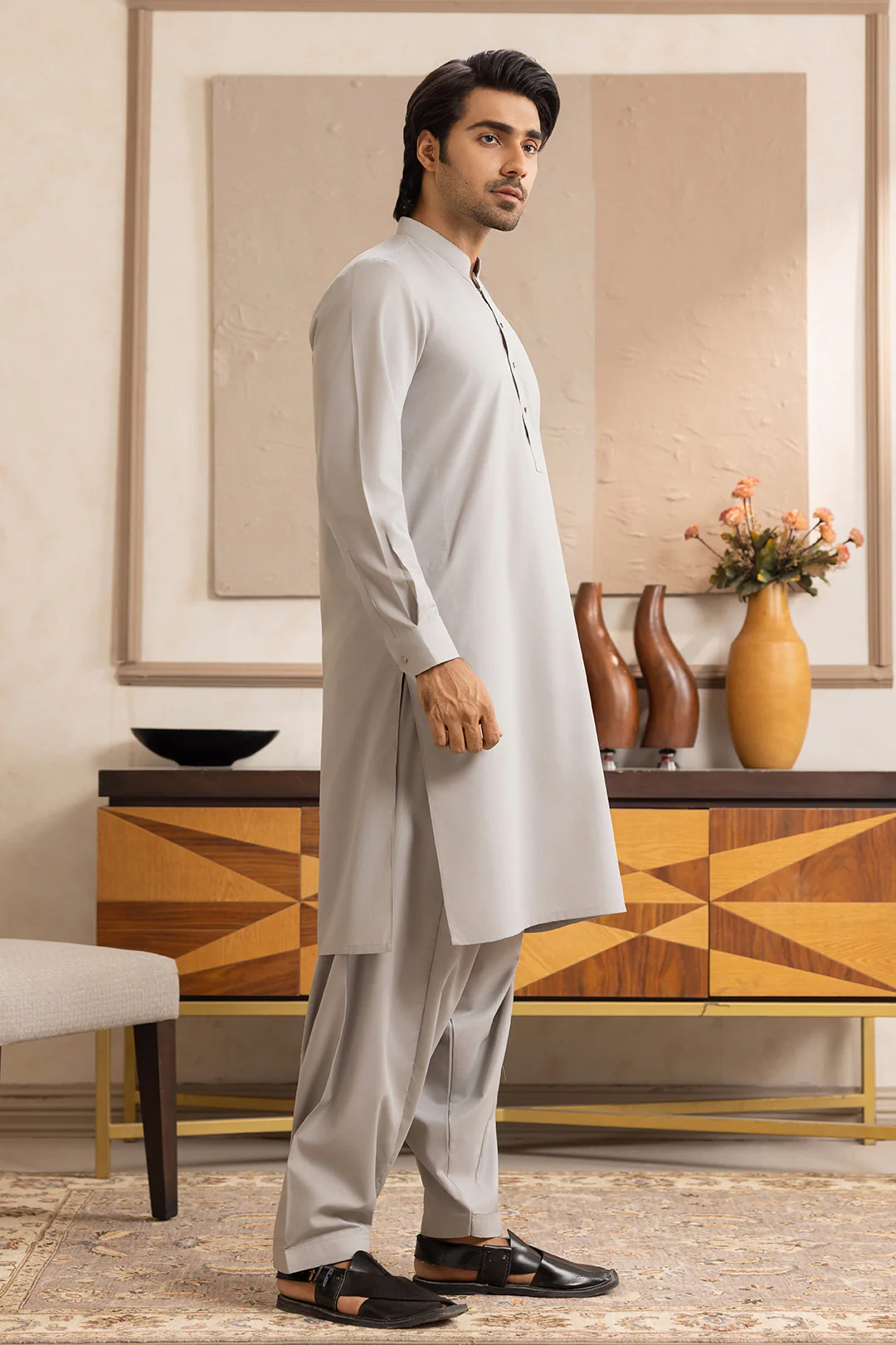 Slub Textured Shalwar Kameez - 6004 - Image 3