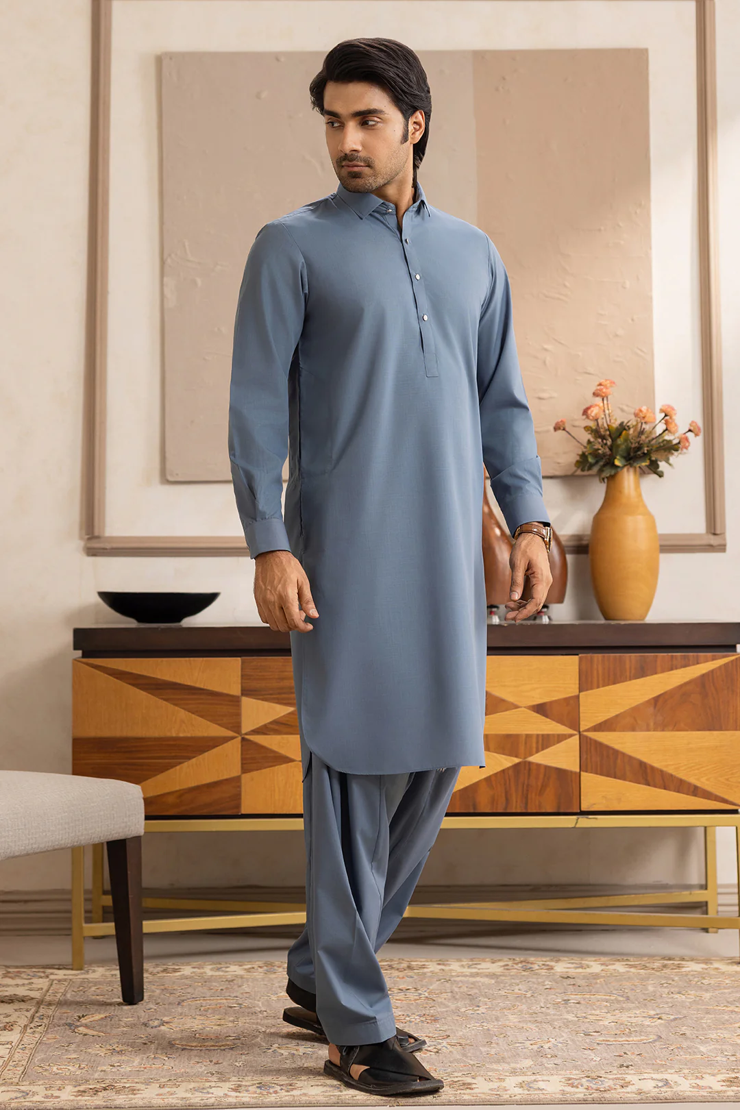 Slub Textured Shalwar Kameez - 6007 - Image 12