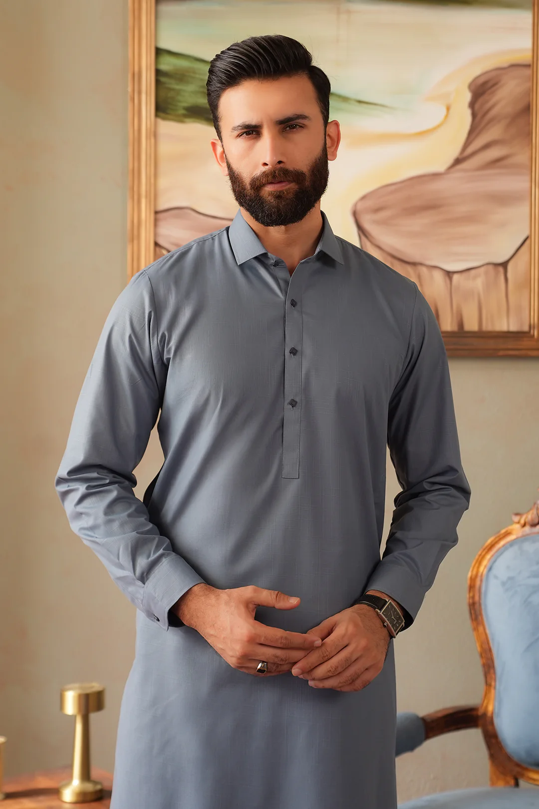 Slub Textured Shalwar Kameez - 6007 - Image 2