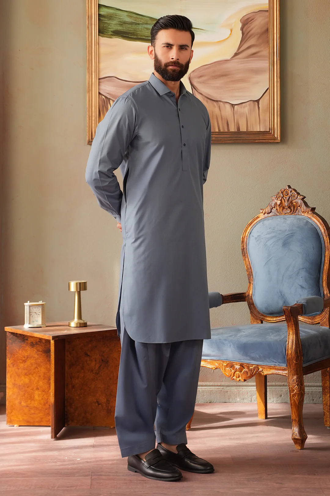 Slub Textured Shalwar Kameez - 6007 - Image 3