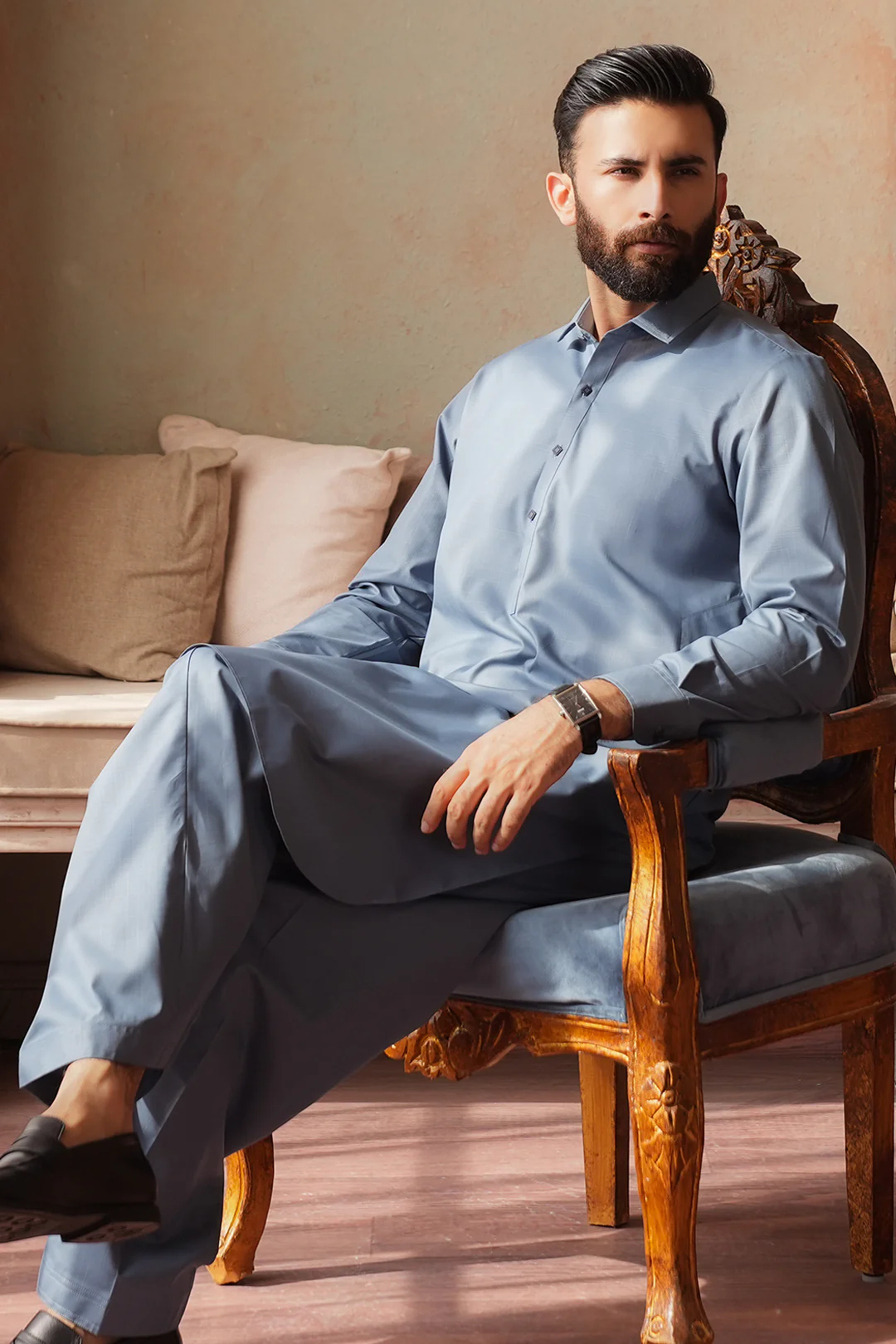 Slub Textured Shalwar Kameez - 6007 - Image 8