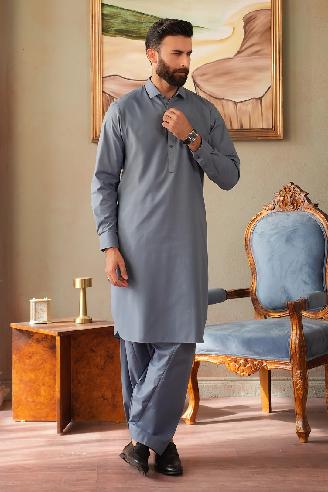 Slub Textured Shalwar Kameez - 6007 - Image 9