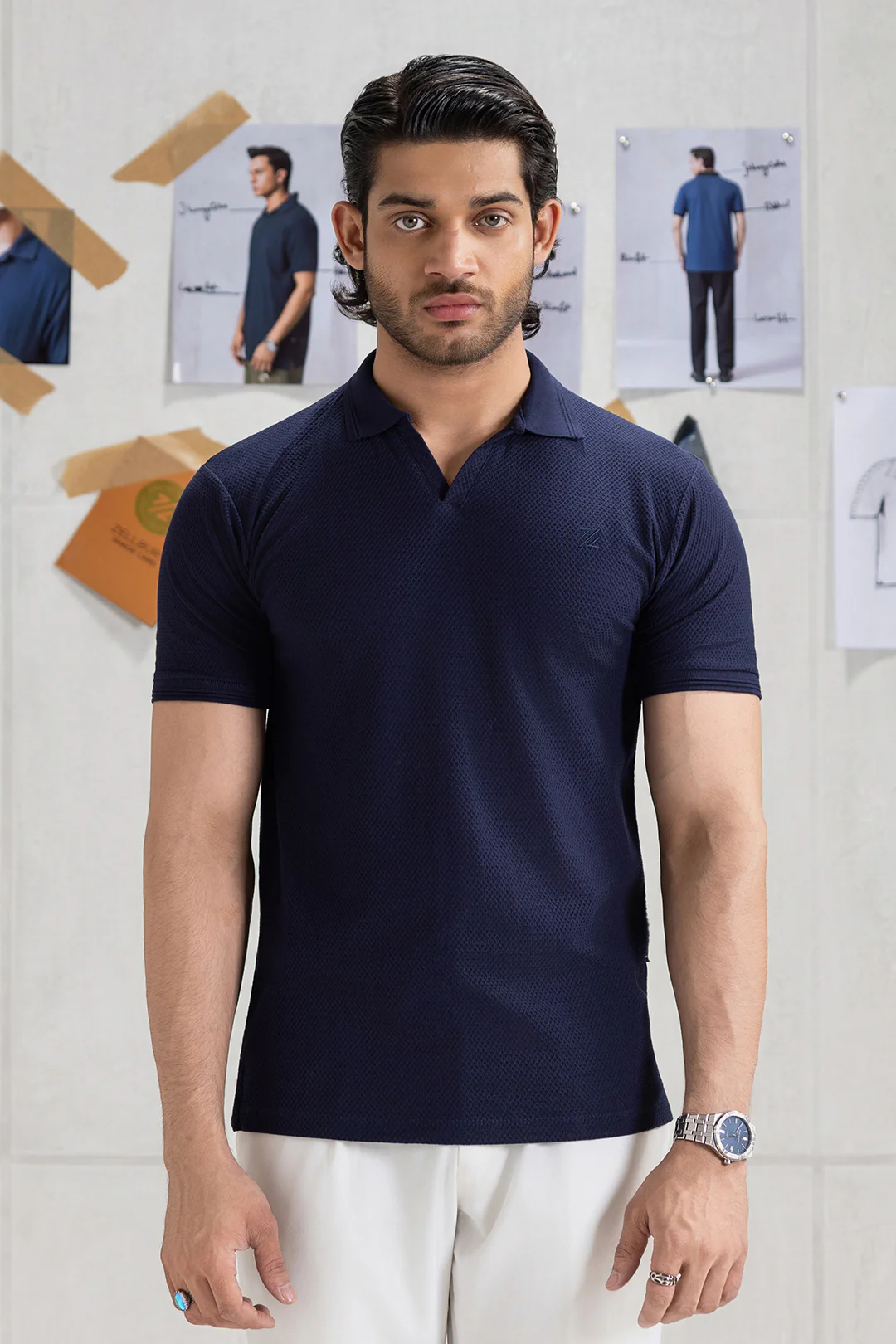 Textured Johnny Collar Polo - 5005 - Image 27