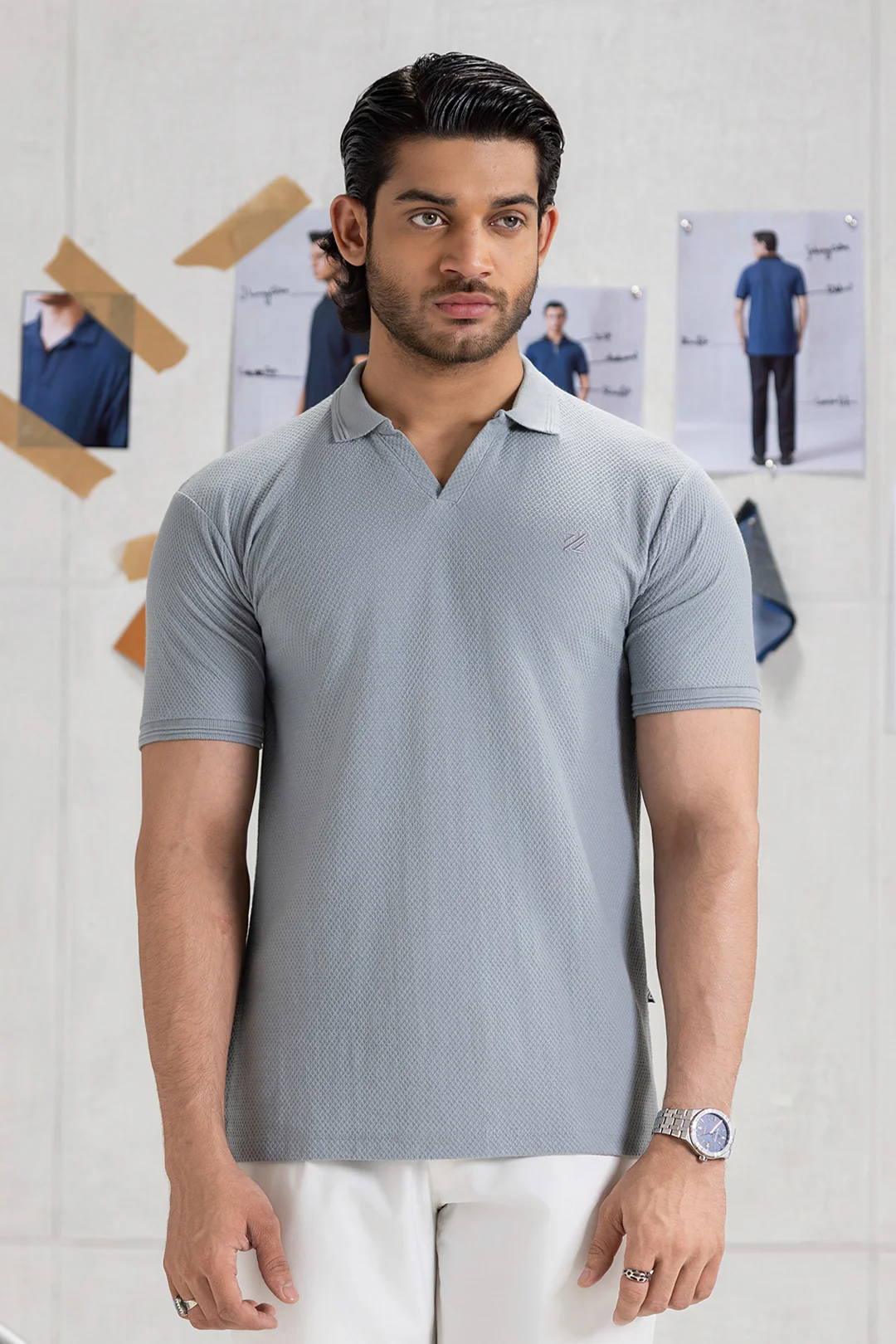 Textured Johnny Collar Polo - 5005 - Image 66