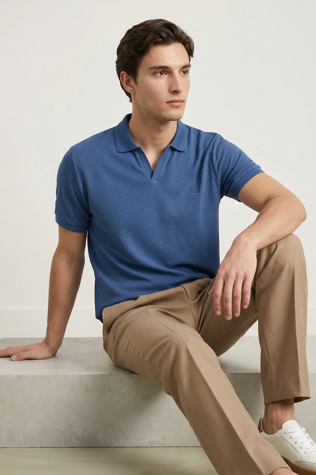 Textured Johnny Collar Polo - 5005 - Image 4